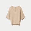 Pull ajour&eacute; col v manches courtes beige femme