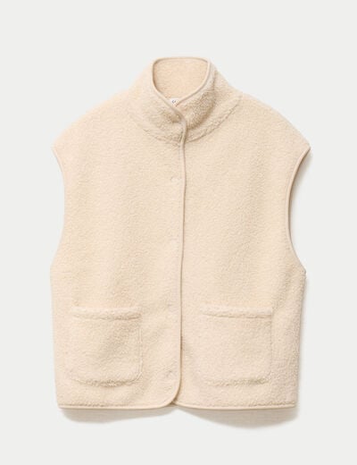 Veste sans manches effet polaire ecru femme