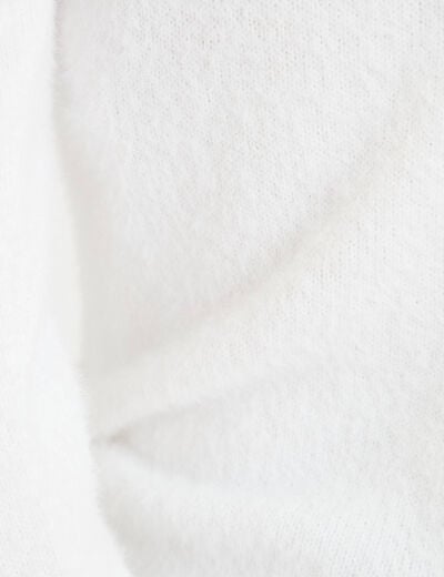 Pull col v manches longues ecru femme
