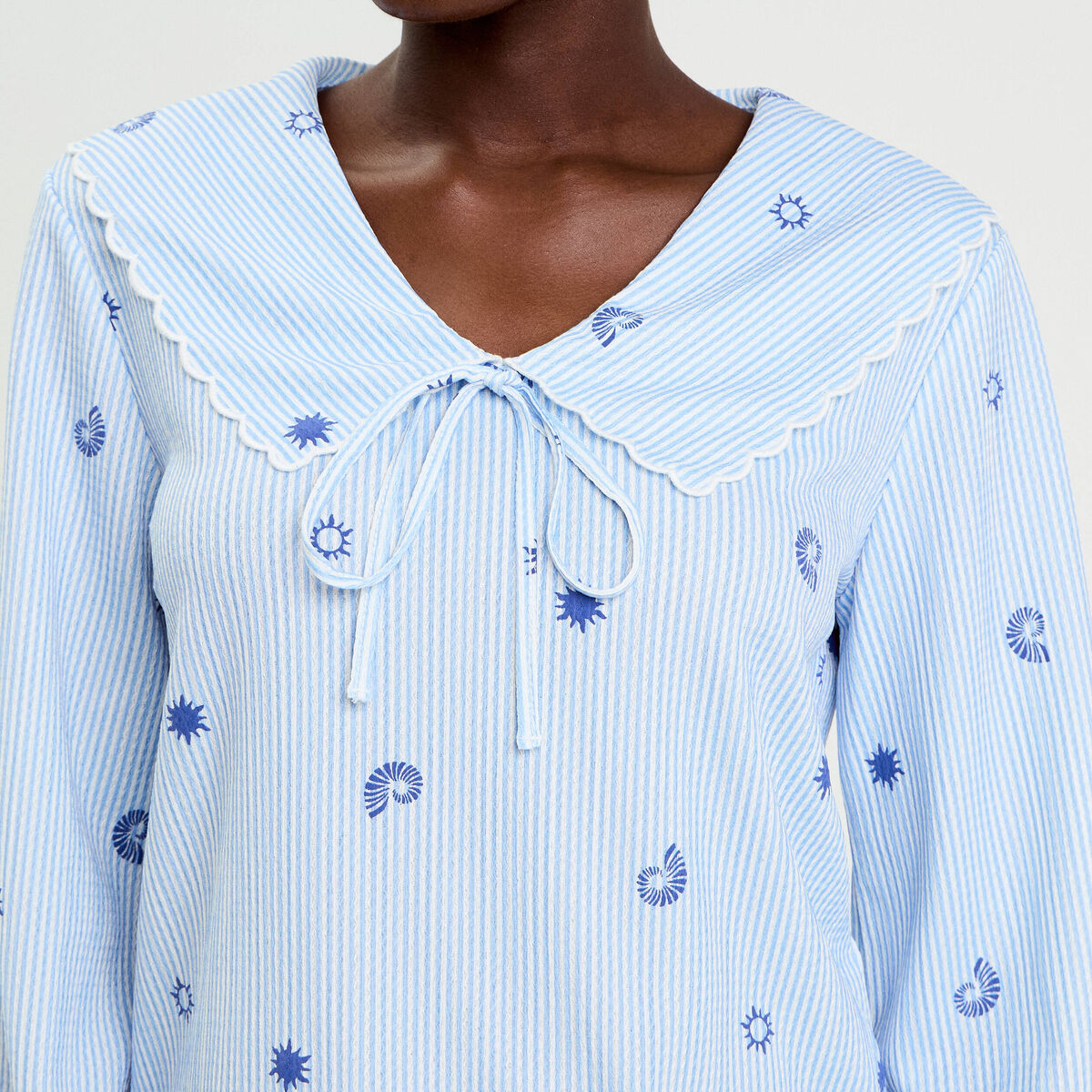 Blouse col xxl manches longues blanc femme
