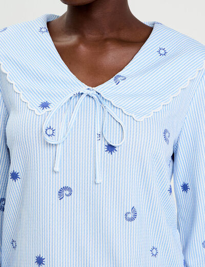 Blouse col xxl manches longues blanc femme