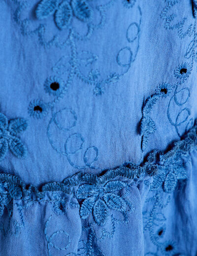 Blouse &agrave; motif en relief bleu fonc&eacute; femme