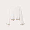 Blouse col rond manches longues ecru femme