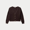 Gilet col v manches longues marron fonc&eacute; femme