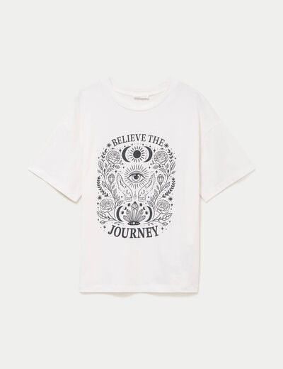 T-shirt oversize manches longues ecru femme