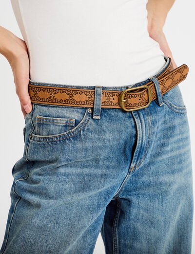Jean wide leg ceinture amovible denim dirty femme