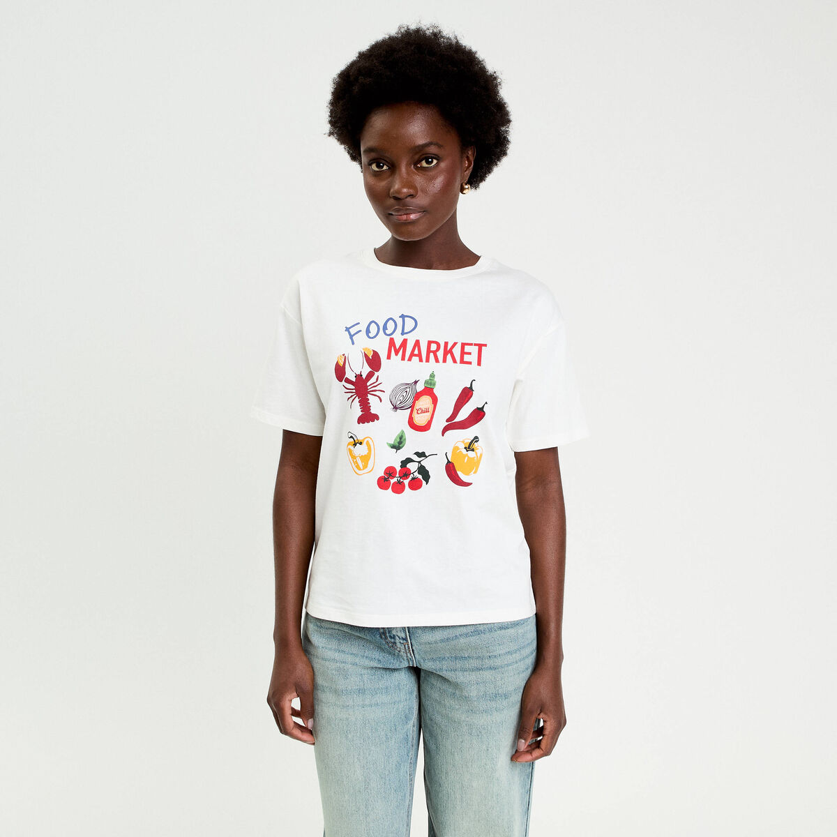T-shirt manches courtes blanc femme