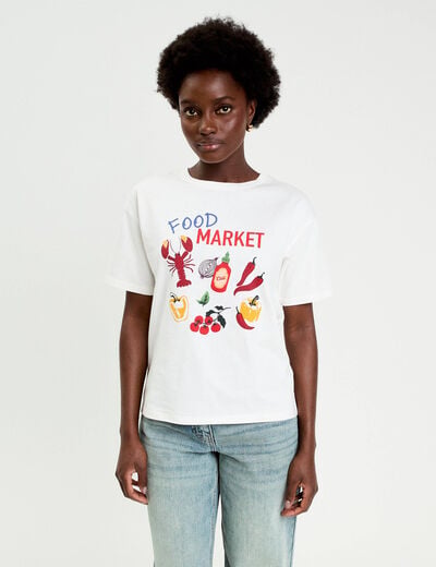 T-shirt manches courtes blanc femme
