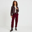 Veste cropped bas resserr&eacute; marron fonc&eacute; femme