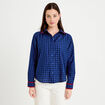 Chemise droite vichy col claudine bleu electrique femme