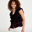 Blouse droite sans manches pliss&eacute;e noir femme