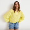 Blouse oversize manches longues jaune citron femme