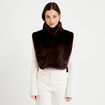 Cache-cou en fausse fourrure marron fonc&eacute; femme