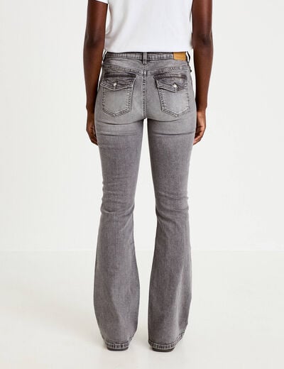 Jean bootcut taille basse denim gris femme