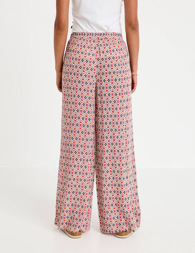 Pantalon large taille standard blanc femme