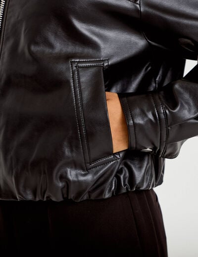 Veste effet boule manches longues noir femme