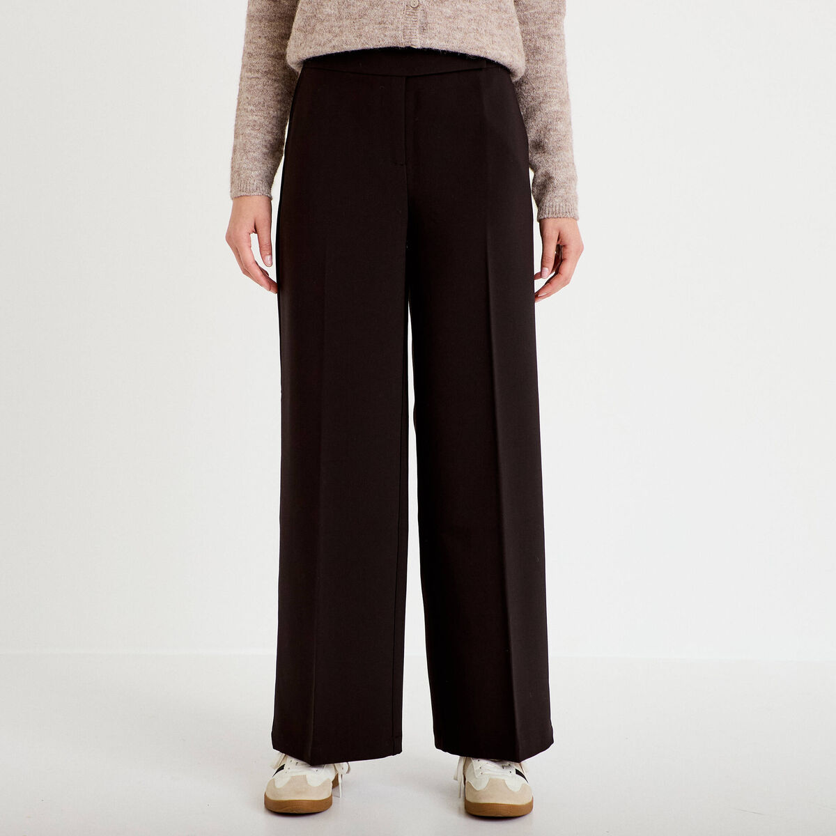 Pantalon city large noir femme