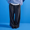 Pantalon large &agrave; pinces gris femme