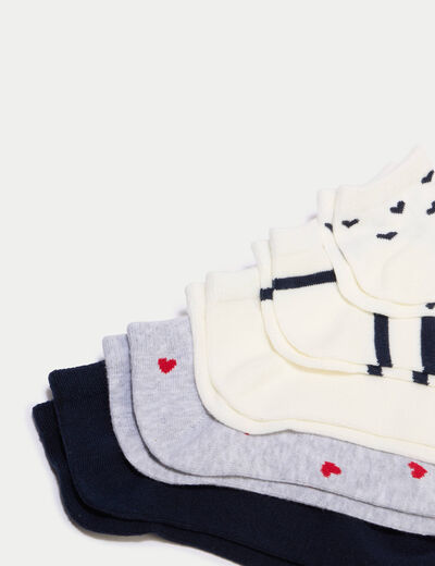 Lot de 5 paires chaussettes basses ecru femme