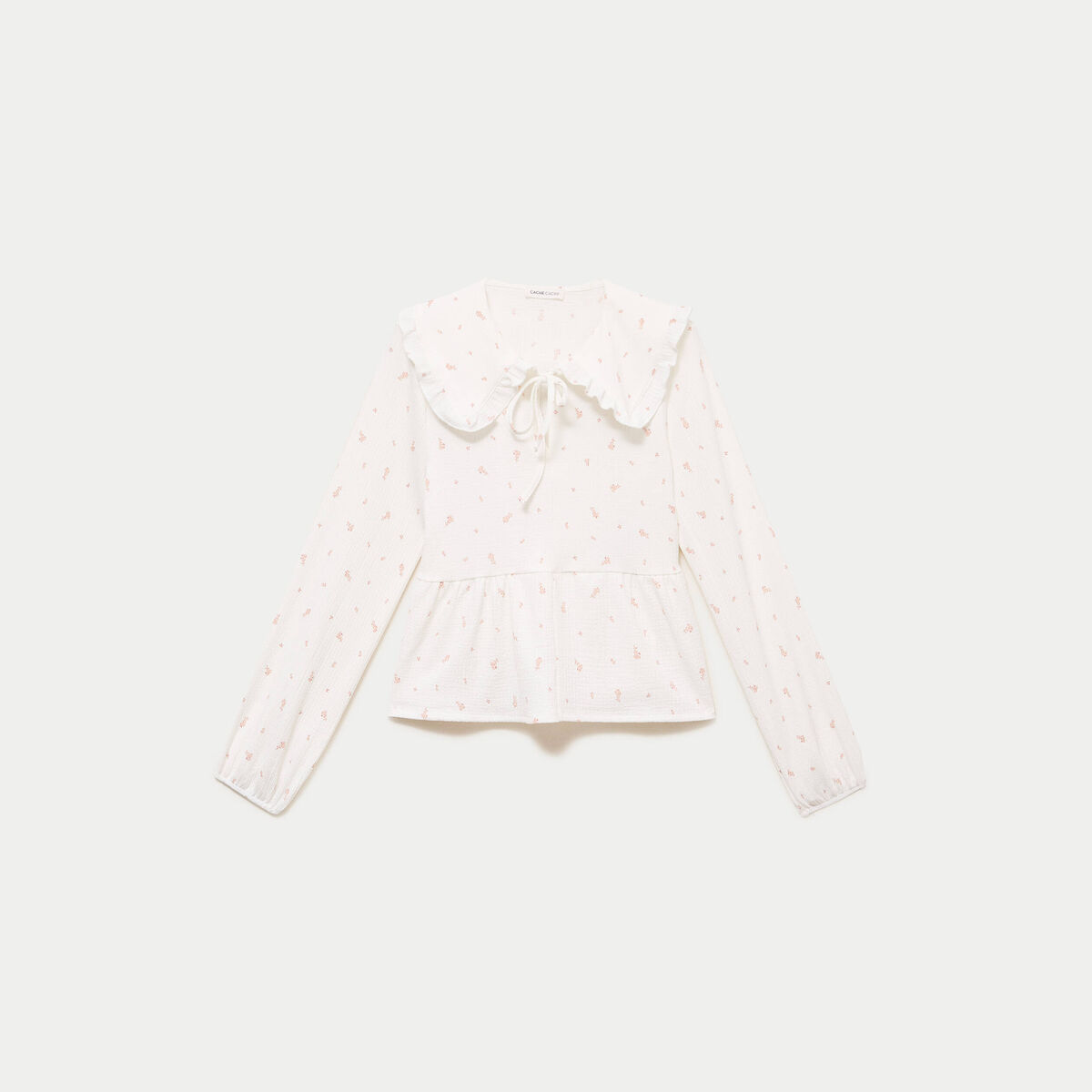Blouse manches longues avec noeuds ecru femme