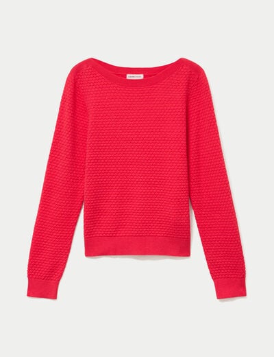 Pull col bateau rouge femme