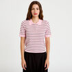 Polo manches courtes col chemise rose femme