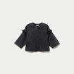 T-shirt oversize court manches longues gris fonc&eacute; femme