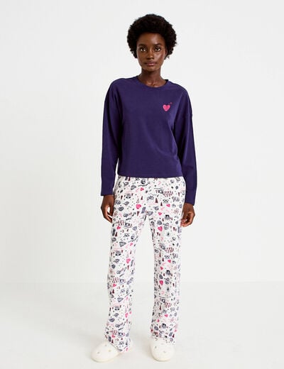 Pyjama manches longues blanc femme