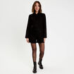 Veste droite cropped en tweed noir femme