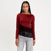 Top ajust&eacute; manches longues orange fonc&eacute; femme