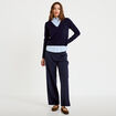 Pantalon bootcut taille haute bleu marine femme