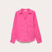 Chemise lin col V manches longues rose femme