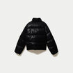 Doudoune cropped col montant brillante noir femme