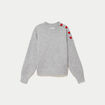 Pull ample col rond manches longues gris clair femme