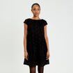 Robe droite motif floral en relief noir femme