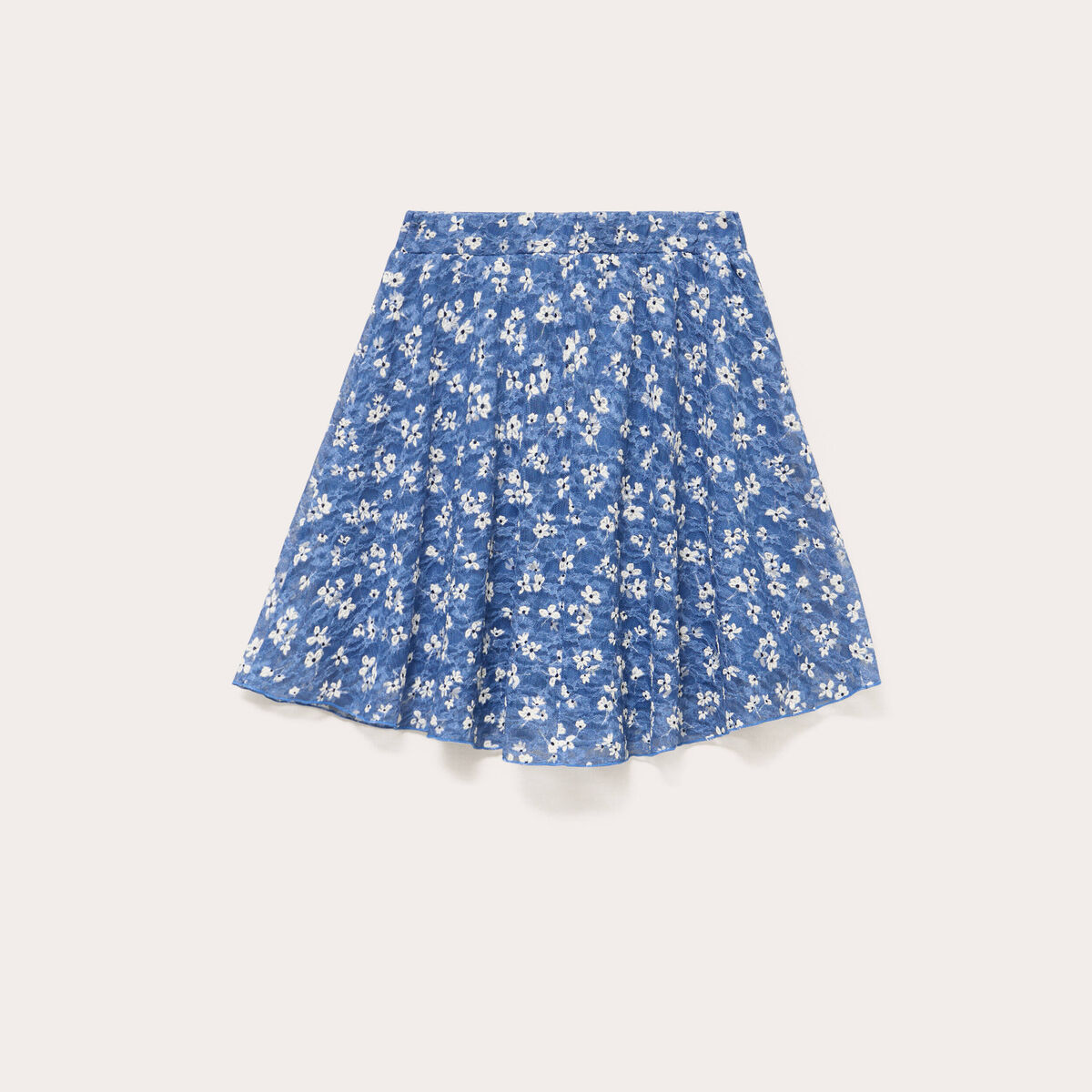 Jupe courte &eacute;vas&eacute;e en voile doubl&eacute;e bleu femme