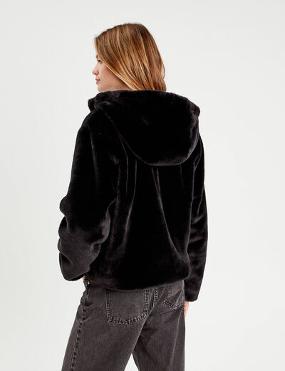 Parka r&eacute;versible &agrave; capuche noir femme