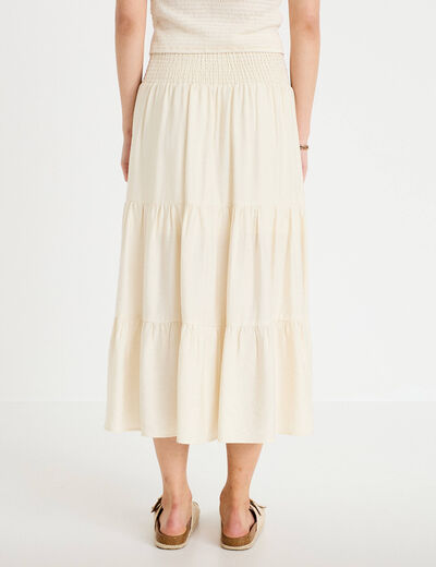 Jupon &eacute;vas&eacute; taille haute ecru femme