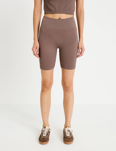 Short cycliste sans couture marron clair femme