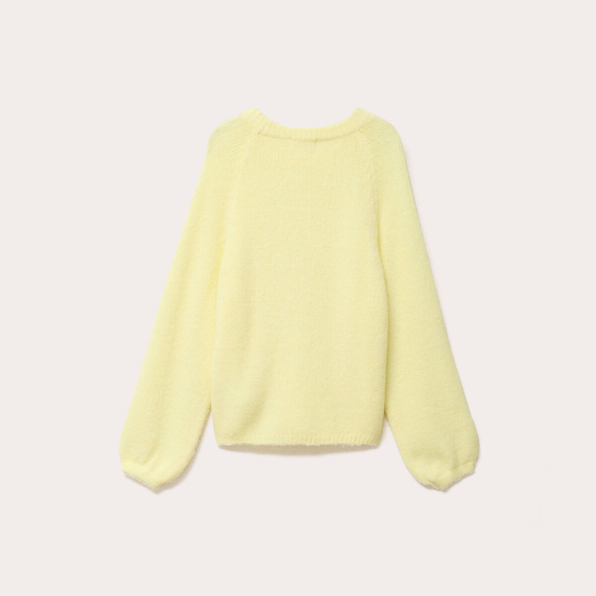 Pull ample col rond manches longues jaune clair femme