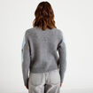 Cardigan col rond manches longues gris fonc&eacute; femme