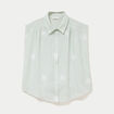 Chemise sans manches col classique vert clair femme