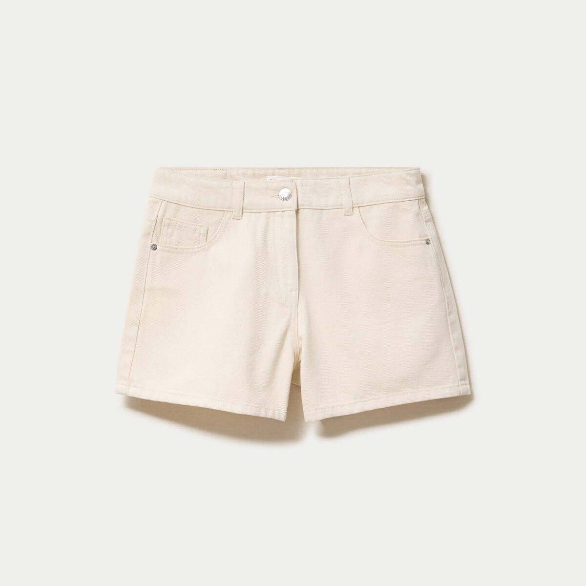 Short en jean avec broderie ecru femme