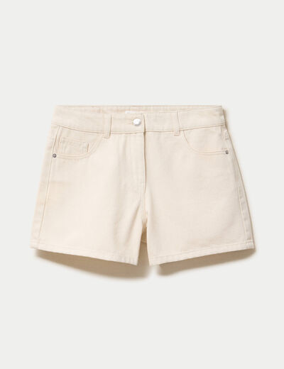 Short en jean avec broderie ecru femme