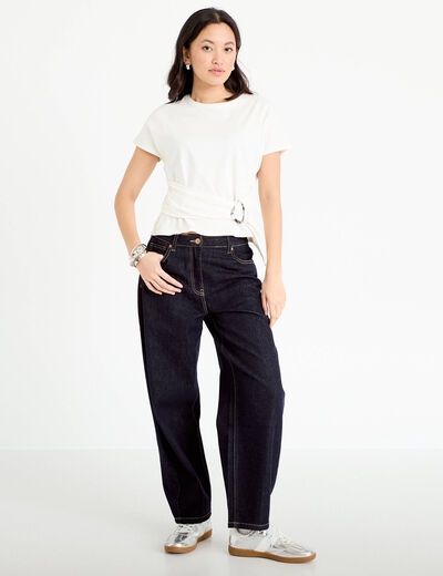 T-shirt ceintur&eacute; ecru femme