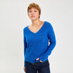 Pull avec col en V bleu electrique femme