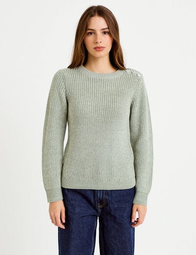 Pull manches longues brillant vert pastel femme