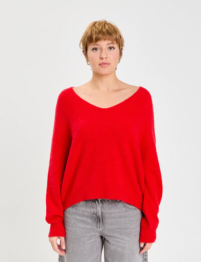 Pull manches longues rouge femme