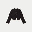 Blazer droit cropped col rond noir femme