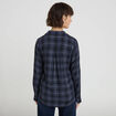 Chemise &agrave; carreaux fils m&eacute;tallis&eacute;s bleu fonc&eacute; femme